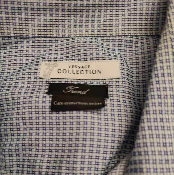 Versace men's long sleeve shirt blue /white 17 - Picture 2 of 5